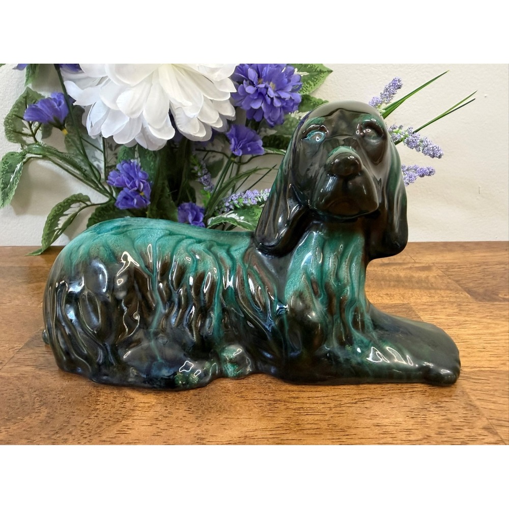 Vintage Blue Mountain Pottery Long-Haired Dog Canadian Art Spaniel Figurine